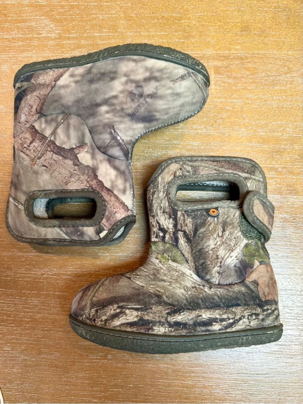 Baby Bogs II Rain Boots Waterproof Imsulated Mossy Oak Pull On Handles Sz 7